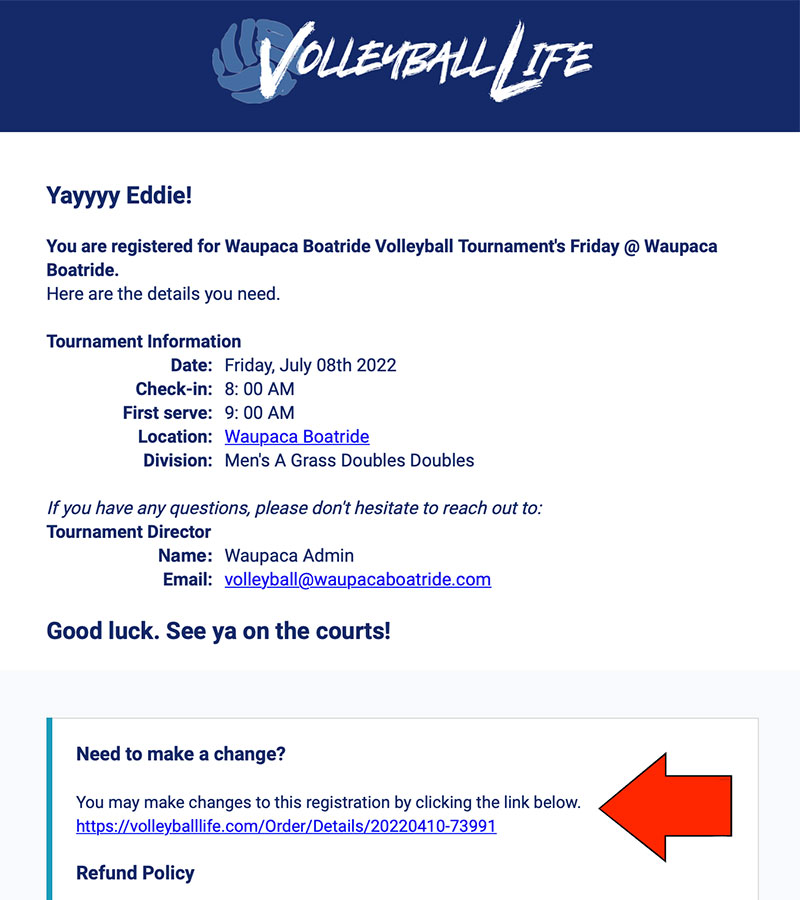 Waupaca Boatride Volleyball Tournament - Edit Team
